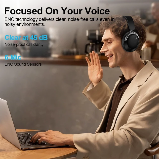 Alt view image 2 of 5 - Over Ear Wireless Headphones, Bluetooth Headphones ANC Foldable Headset