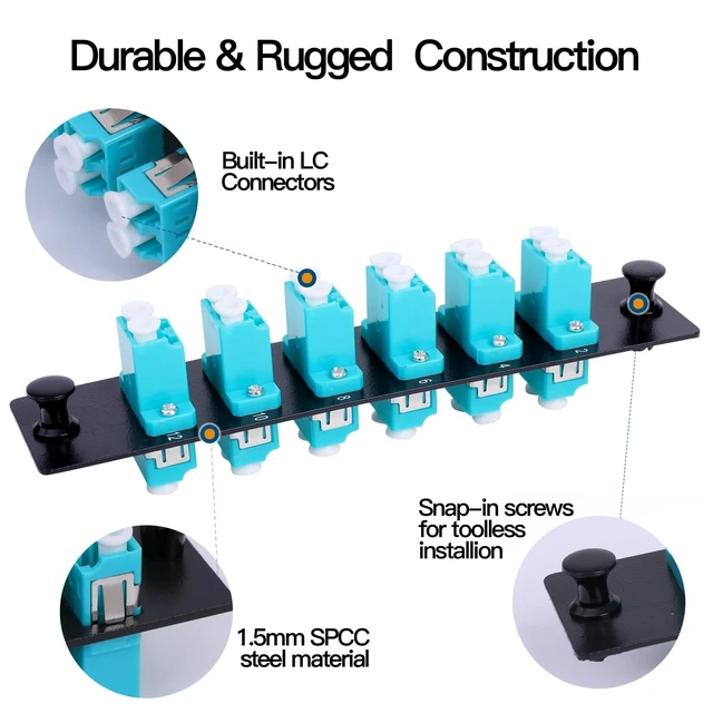 Alt view image 5 of 5 - GESD 4PCS 6 Duplex 12 Core LC Adapters OM3 Fiber Patch Panel LGX Footprint Loaded 12 Fiber Ports Couplers Enclosure - LC UPC Blue Compatible with Multimode SingleMode ^^1.25G/10GB OM1-OM3
