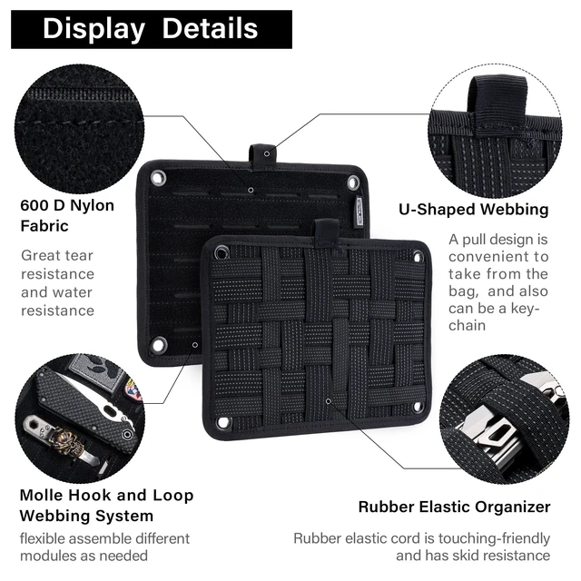 Alt view image 2 of 5 - TACTICAL_GEEK EDC Organizer Board, Anti-Slip Elastic Woven Board, Utility Bag Insert Panel for Small Gear, Backpack Accessories (TCM-Black)
