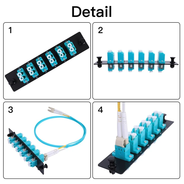 Alt view image 4 of 5 - GESD 4PCS 6 Duplex 12 Core LC Adapters OM3 Fiber Patch Panel LGX Footprint Loaded 12 Fiber Ports Couplers Enclosure - LC UPC Blue Compatible with Multimode SingleMode ^^1.25G/10GB OM1-OM3
