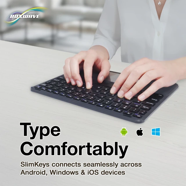Alt view image 4 of 5 - BoxWave Keyboard Compatible with Fujitsu Stylistic Q5010 - SlimKeys Bluetooth Keyboard with Trackpad, Portable Slim TouchPad - Jet Black