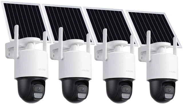 Main image of Anona Solar Security Camera Wireless Outdoor, 2.5K 4MP 360 Coverage PTZ Cameras, 24/7 AOV Recording, Color Night Vision, AI Human Detection, Auto Tracking, No Monthly Fee, IP66, 2.4GHz Wi-Fi, 4