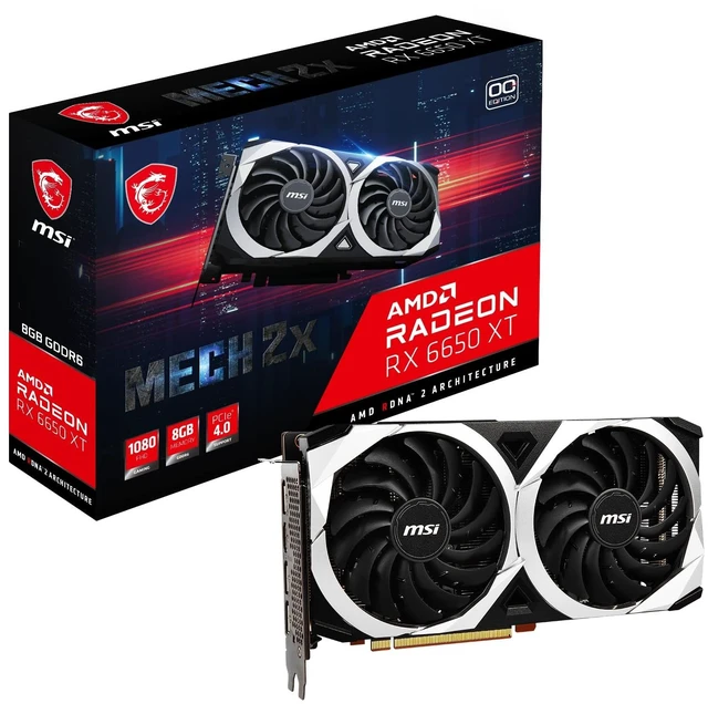 Main image of MSI Gaming Radeon RX 6650 XT 128-bit 8GB GDDR6 DP/HDMI Dual Torx 3.0 Fans FreeSync DirectX 12 VR Ready OC Graphics Card (RX 6650 XT MECH 2X 8G OC)