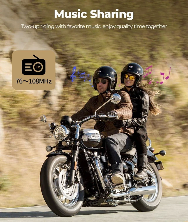 Alt view image 5 of 5 - JESIMAIK Motorcycle Bluetooth Headset,2 Way Helmet Intercom Communication System, CVC8.0 Noise Cancellation Motorcycle Intercom with 2 Mics&40mm Speaker,Music Sharing, IP67 Waterproof, FM Radio(2Pack)