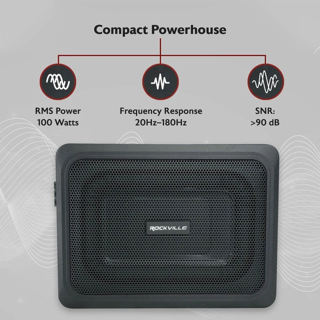 Alt view image 2 of 5 - Rockville RW68CA 6x8 Slim Under-Seat Active Powered Truck/Car Subwoofer