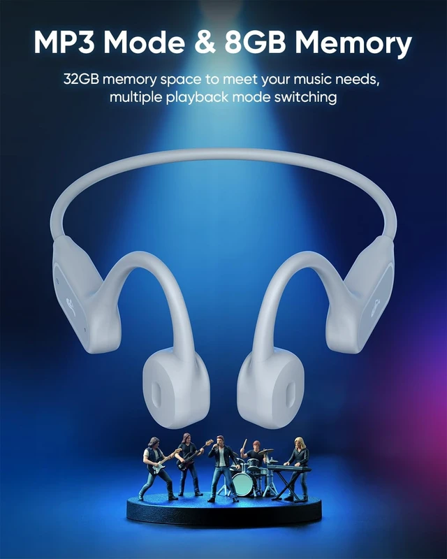 Alt view image 4 of 5 - Bluetooth 6.1 Swimming Headphones Underwater with MP3 Mode 8GB Memory, IP68 Waterproof for Swimming