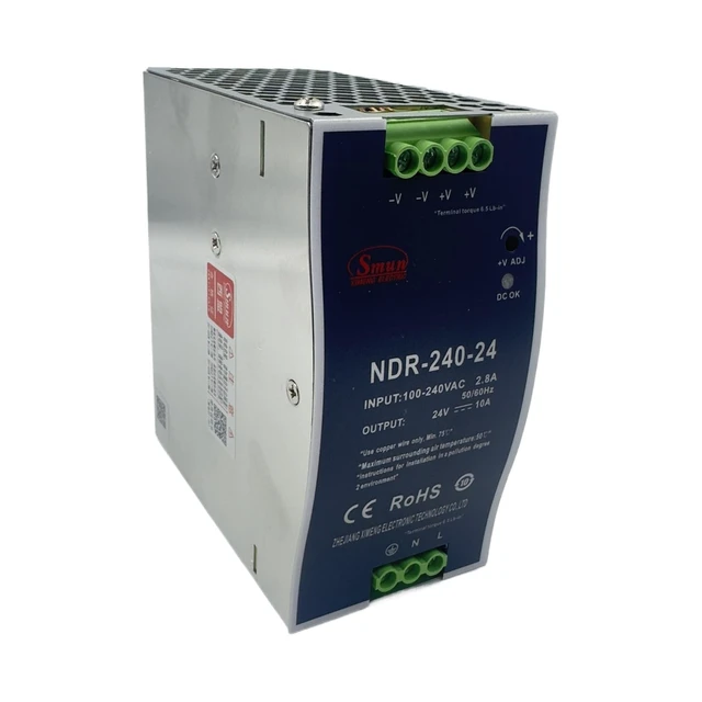 Alt view image 2 of 5 - NDR-240-24 240W 24V 10A Single-Output DIN-Rail Industrial Power Supply, Ideal for PLCs, Industrial Automation, Sensors and Control Equipment
