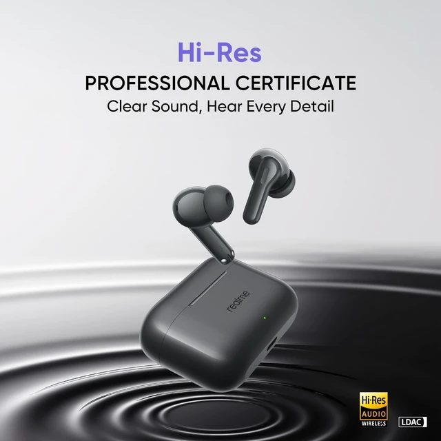 Alt view image 5 of 5 - realme Buds T200 TWS Buds, Hi-Res Audio, LDAC, IP55 Water Resistant, 12.4mm Dynamic Bass Driver, 32dB ANC, 50h Playback - (Gray)