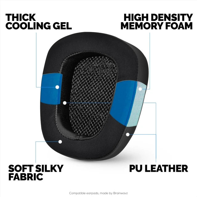 Alt view image 3 of 5 - Hybrid Earpads for Logitech G933 G35 G930 G933S G935 G633 G633S G635 G533 G430 Headsets, & More. Cooling Gel Gaming Cushions with Super Soft Fabric & Thick Memory Foam, Additional Comfort By Br