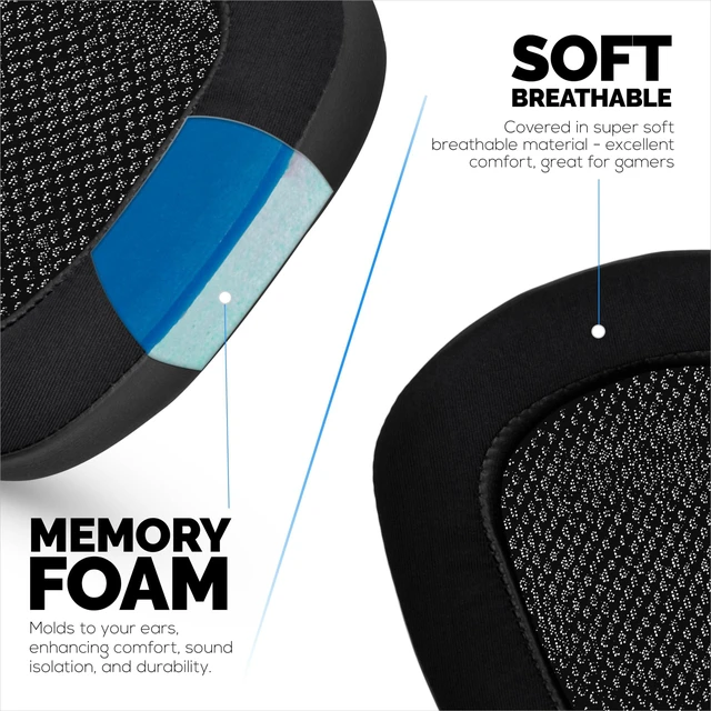 Alt view image 5 of 5 - Hybrid Earpads for Logitech G933 G35 G930 G933S G935 G633 G633S G635 G533 G430 Headsets, & More. Cooling Gel Gaming Cushions with Super Soft Fabric & Thick Memory Foam, Additional Comfort By Br