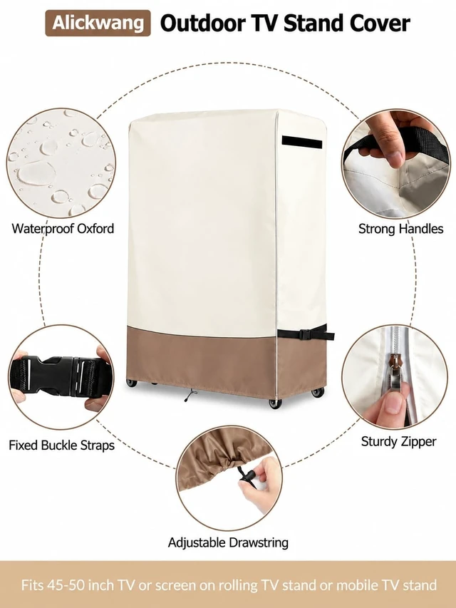 Alt view image 3 of 5 - Weatherproof 45-50Inch Outdoor TV Stand Cover for Rolling/Mobile Stand
