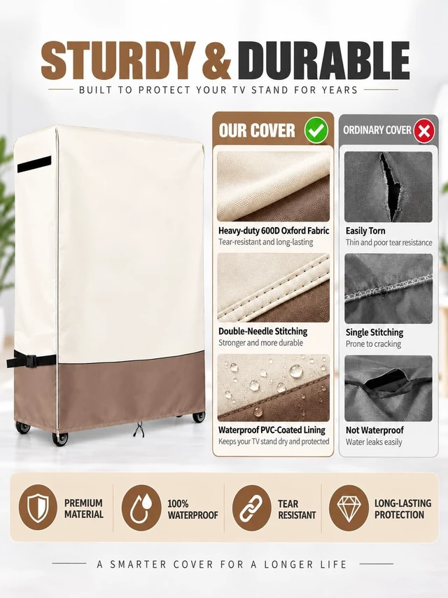 Alt view image 4 of 5 - Weatherproof 45-50Inch Outdoor TV Stand Cover for Rolling/Mobile Stand