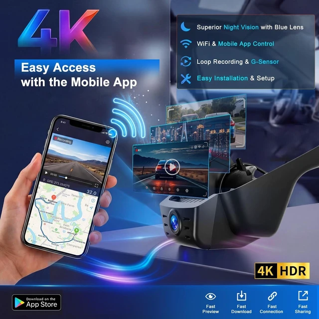 Alt view image 3 of 5 - 4K Dash Cam for Honda CR-V 2023-2026 LX/EX/EX-L, Sport/Sport-L/Touring/TrailSport, OEM Hidden Dash Camera with WiFi APP, Night Vision, G-Sensor, Loop Recording, 64GB Card