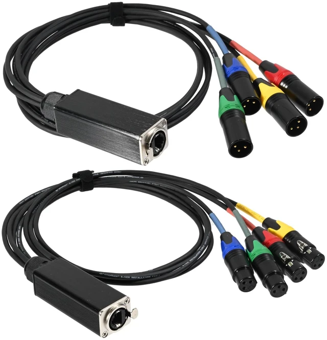 Main image of DEANFINN 4-Channel XLR Snake to Ethercon Cable, XLR Audio Over Ethernet Cat5/Cat6 Extension Cable for Stage, Studio, Lighting, 3 Ft (1 Male+1 Female)