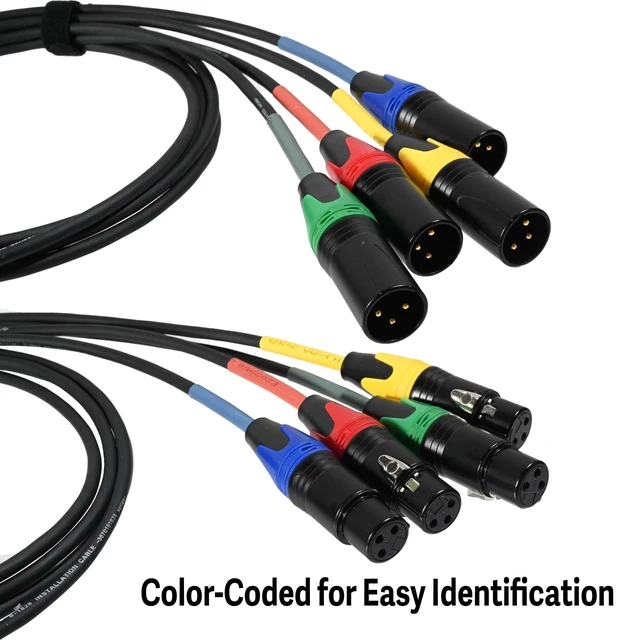 Alt view image 3 of 5 - DEANFINN 4-Channel XLR Snake to Ethercon Cable, XLR Audio Over Ethernet Cat5/Cat6 Extension Cable for Stage, Studio, Lighting, 3 Ft (1 Male+1 Female)