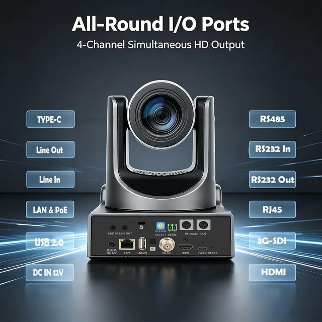 Alt view image 4 of 5 - Meeasier HD PTZ Camera 1080p@60pfs, 20X Optical Zoom,AI Tracking, IP/PoE, Supports HDMI/3GSDI /USB3.0/ LAN simultaneously Output, Supports Local Storage, NO NDI