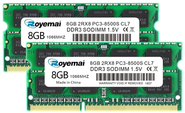 Main image of D DUOMEIQI 2X8GB PC3-8500 Sodimm DDR3 1066 16GB RAM PC3 8500S 1066MHZ 2Rx8 204-pin 1.5v 16G Memory Upgrade for Laptop