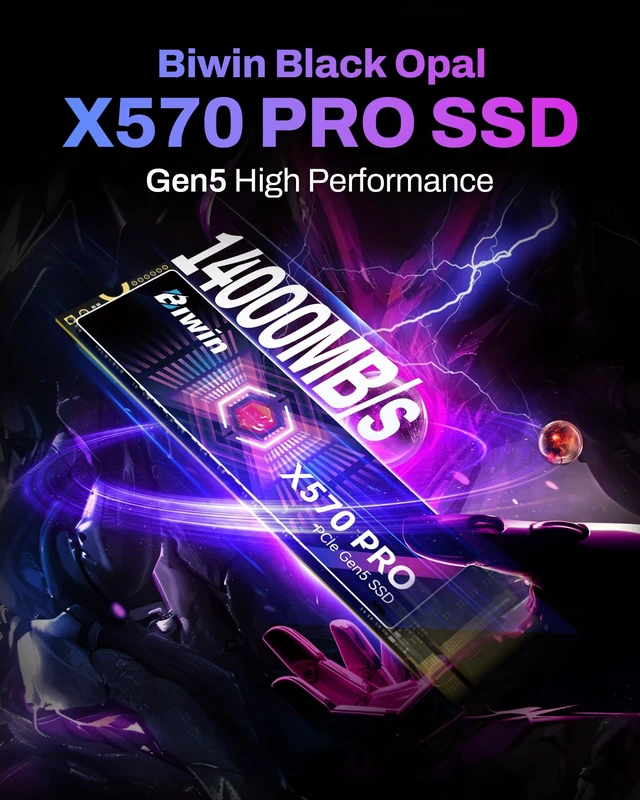 Alt view image 2 of 5 - BIWIN Black Opal X570 PRO 4TB SSD Gen54 Read Speed up to 14000MB/s, NVMe M.2 2280 PCIe Internal Gaming Solid State Drive with 6nm Controller for Laptop & Desktop