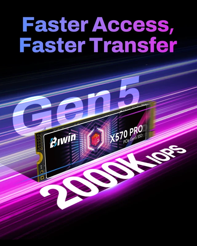Alt view image 3 of 5 - BIWIN Black Opal X570 PRO 4TB SSD Gen54 Read Speed up to 14000MB/s, NVMe M.2 2280 PCIe Internal Gaming Solid State Drive with 6nm Controller for Laptop & Desktop