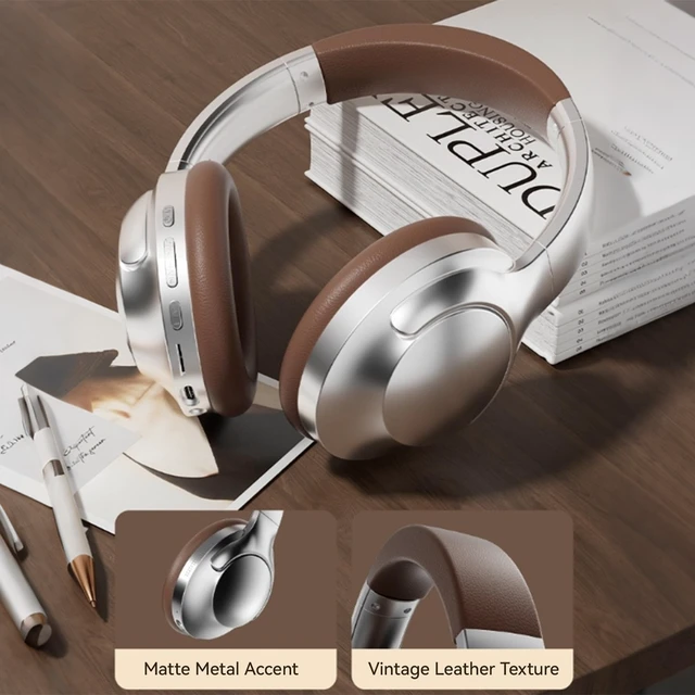 Alt view image 5 of 5 - Over Ear Bluetooth Headphones, 3 Playback Modes & Noise-Cancelling Calls