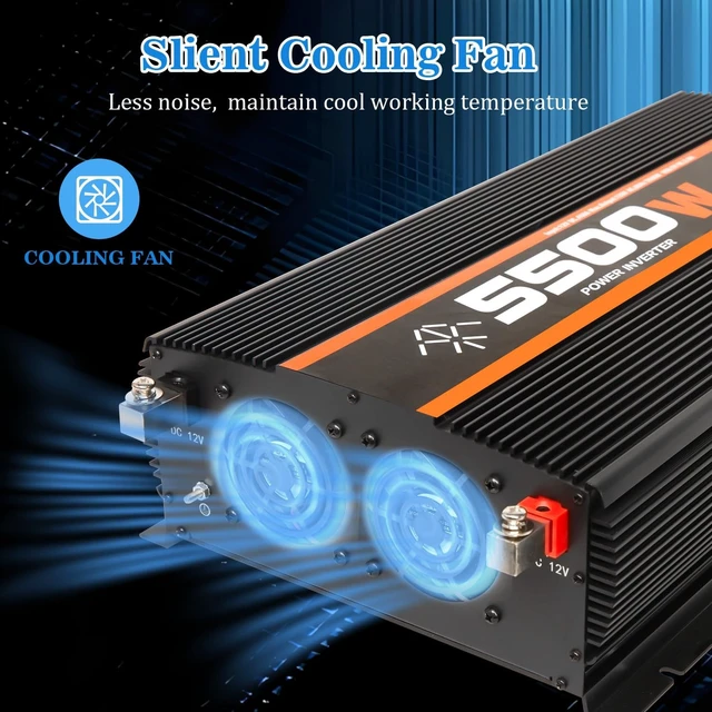 Alt view image 4 of 5 - Tebrol 5500W Inverter, 5500W Power Inverter, DC12V to AC 110V/120V, RV Inverter, Truck Power Inverter, Vehicle Power Inverter