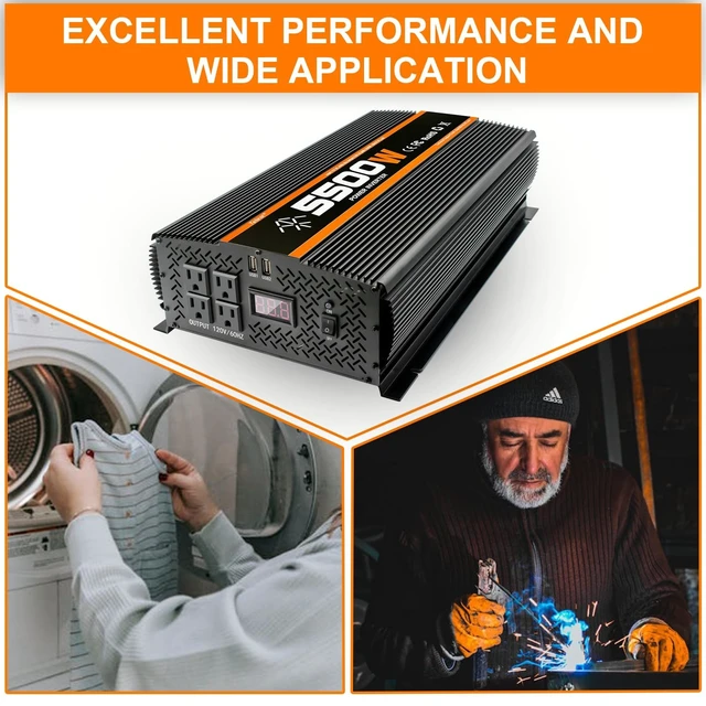 Alt view image 5 of 5 - Tebrol 5500W Inverter, 5500W Power Inverter, DC12V to AC 110V/120V, RV Inverter, Truck Power Inverter, Vehicle Power Inverter