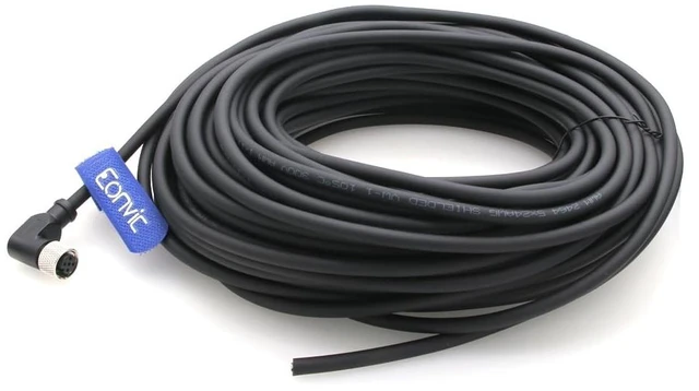Alt view image 3 of 5 - Eonvic Industrial M12 5 Pin Female Aviation Sensor Connector Electrical PVC Cable Right Angle 30M