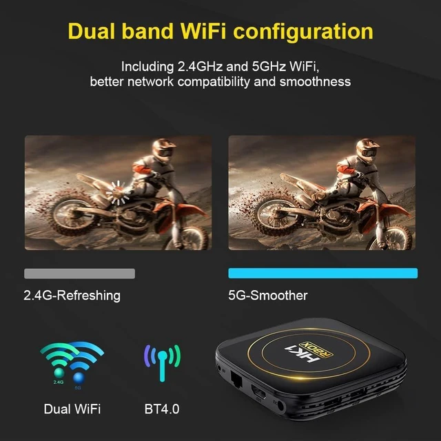 Alt view image 4 of 5 - HK1 Android TV Box 2026, Android 12.0 TV Box with 8K Decoding 4GB RAM 32GB ROM Allwinner H618 Quad-Core, 2.4GHz/5.0GHz WiFi6 Bluetooth 4.0+, Support H.265/USB 2.0/8K Ultra HD