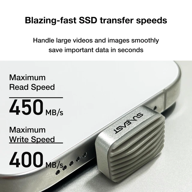 Alt view image 5 of 5 - SUNEAST Portable SSD Nano Silver 128GB External Solid State Flash Drive