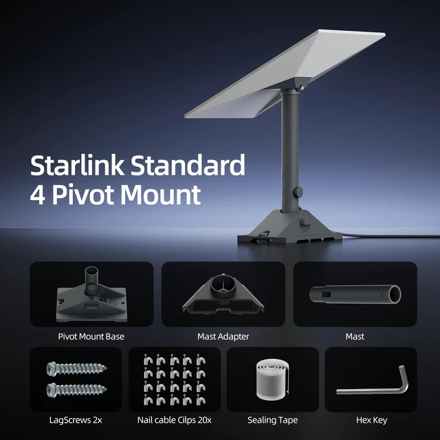 Alt view image 3 of 5 - Starlink Roof Mount, Starlink Standard 4/Gen 3 Pivot Wall Mount Aluminum
