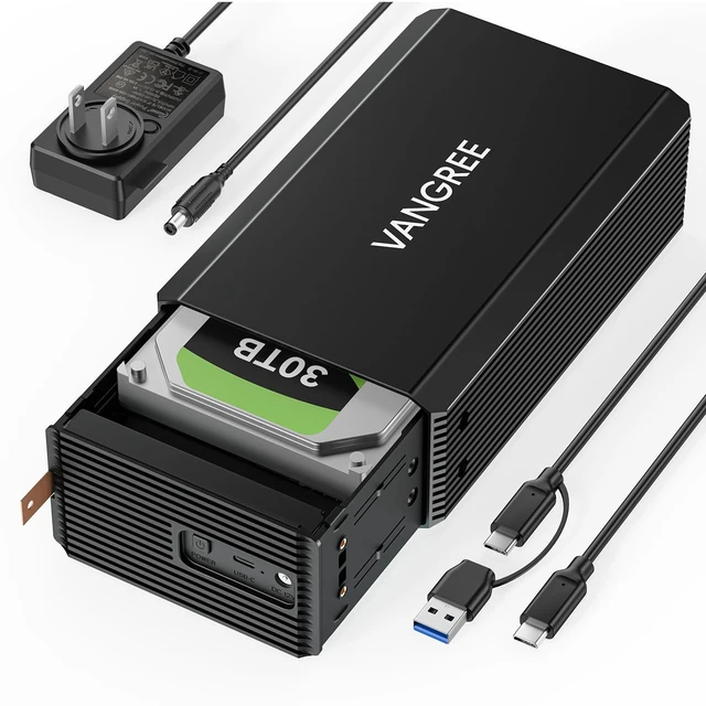 Main image of VANGREE Dual Bay RAID Hard Drive Enclosure for 2.5"/3.5" SATA HDD/SSD