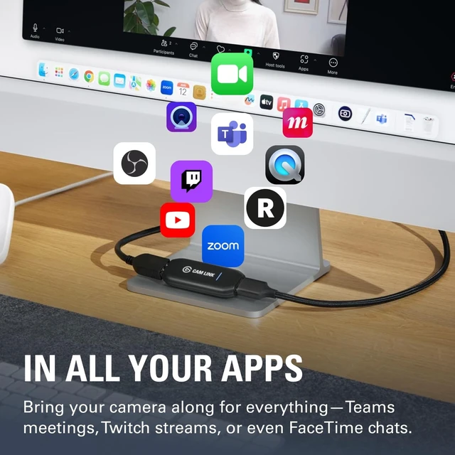 Alt view image 5 of 5 - Elgato Cam Link 4K Capture Card for DSLR, Camcorder, Action Cam, USB-A Connector, USB 3.0 Hardware Interface, Black, Windows 10/11 and macOS
