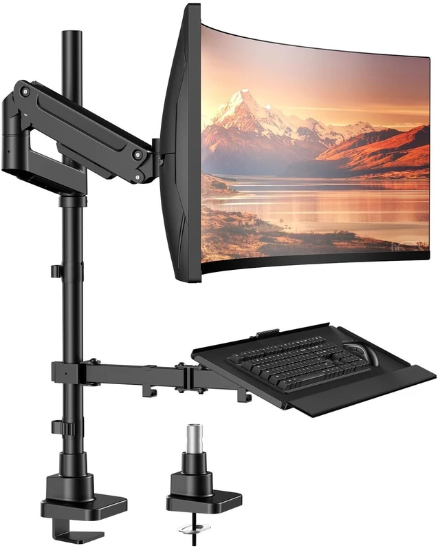 Main image of Heavy-Duty Monitor Arm with Keyboard Tray for 49" Screen,Hold up to 44.4lbs