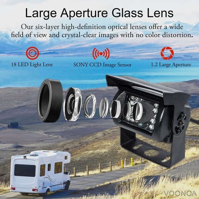 Alt view image 3 of 5 - AHD 1080P HD Backup Camera, IP69 Waterproof IR Night Vision Wide View Angle Reversing Rear View Camera with GX12 M12 4 Pin Connector for Monitor, for RV Truck Trailer Pickup Camper Bus Van Tractor