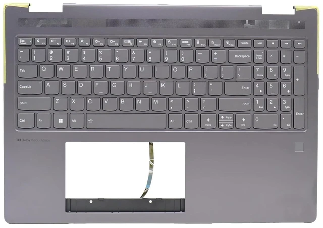 Main image of New Replacement for Lenovo Yoga 7 16ARP8 16IRL8 Laptop Palmrest Upper Case Backlit Keyboard Fingerprint Reader Hole Assembly Part 5CB1L50401 5CB1L31865 5CB1J01825 Storm Grey