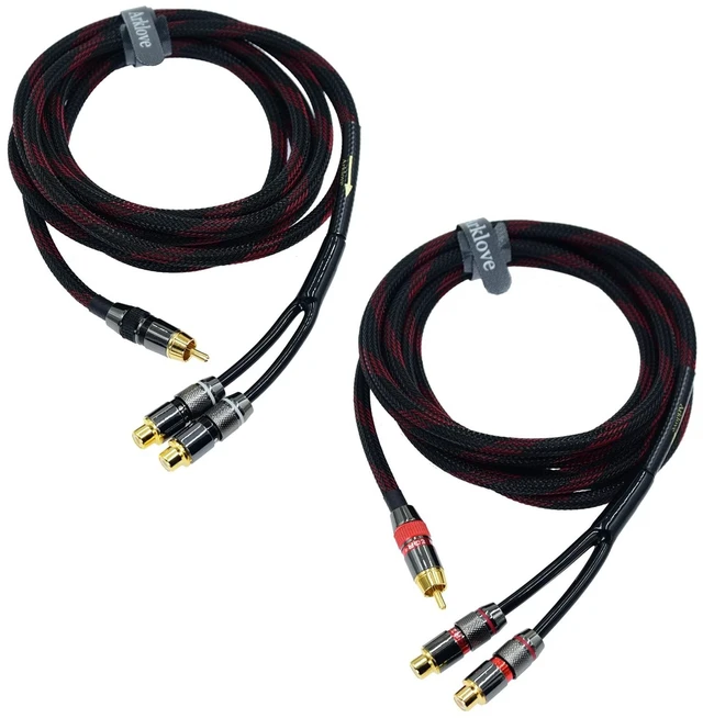 Main image of Arklove 3ft Shielded RCA Splitter Subwoofer Stereo Audio Video Cable 1 Male to 2 Female Dual Speaker Y Adapter Connector Extension Cord 24k Gold Plated(2 Pack)
