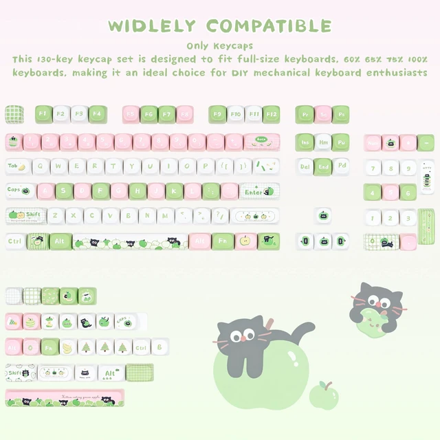 Alt view image 2 of 5 - COOMICKEY Cute Keycaps Fruit Cat Pink PBT 137 Keys Key Cap for Cherry MX