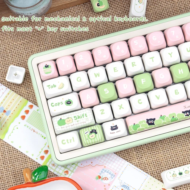 Alt view image 3 of 5 - COOMICKEY Cute Keycaps Fruit Cat Pink PBT 137 Keys Key Cap for Cherry MX