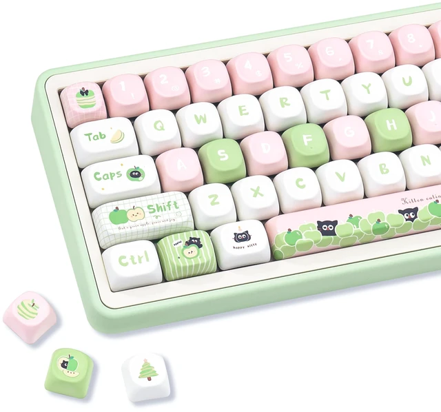Main image of COOMICKEY Cute Keycaps Fruit Cat Pink PBT 137 Keys Key Cap for Cherry MX