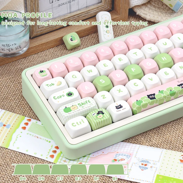 Alt view image 4 of 5 - COOMICKEY Cute Keycaps Fruit Cat Pink PBT 137 Keys Key Cap for Cherry MX