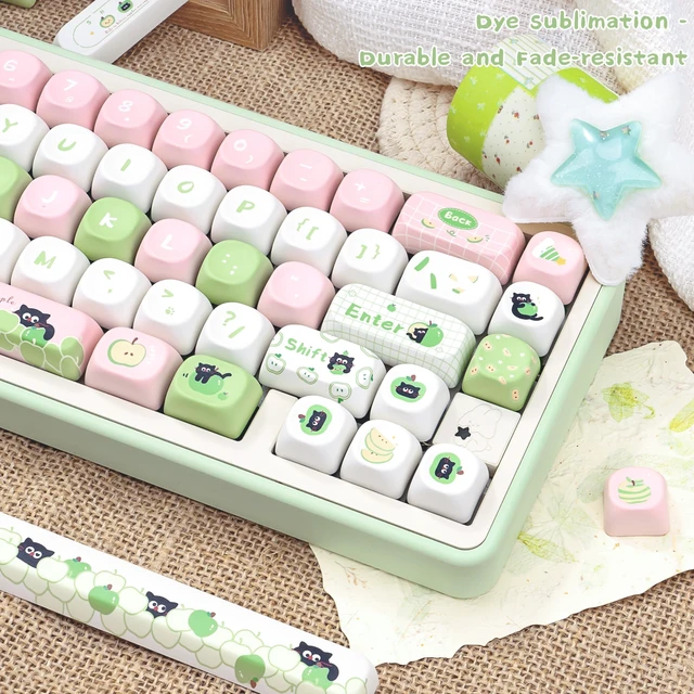 Alt view image 5 of 5 - COOMICKEY Cute Keycaps Fruit Cat Pink PBT 137 Keys Key Cap for Cherry MX