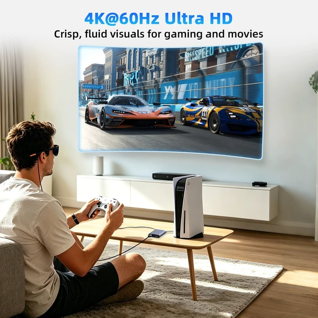 Alt view image 2 of 5 - HDMI to USB C Adapter for AR Glasses, 4K@60Hz HDMI Male to USB-C Female AR Glasses Hub for XREAL One/Air 2 Pro, VITURE Pro, RayNeo Air 2s, Rokid, Switch 2/1, Steam Deck, PS5/4, Xbox, Portable Monitor