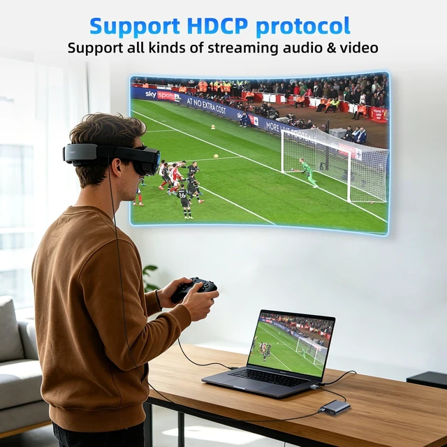 Alt view image 4 of 5 - HDMI to USB C Adapter for AR Glasses, 4K@60Hz HDMI Male to USB-C Female AR Glasses Hub for XREAL One/Air 2 Pro, VITURE Pro, RayNeo Air 2s, Rokid, Switch 2/1, Steam Deck, PS5/4, Xbox, Portable Monitor