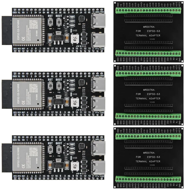 Main image of 3Set ESP32-S3 N16R8 Kit with 16MB Flash 8MB PSRAM ESP32 S3 Expansion Boards Terminals Compatible with Arduino IDE MicroPython