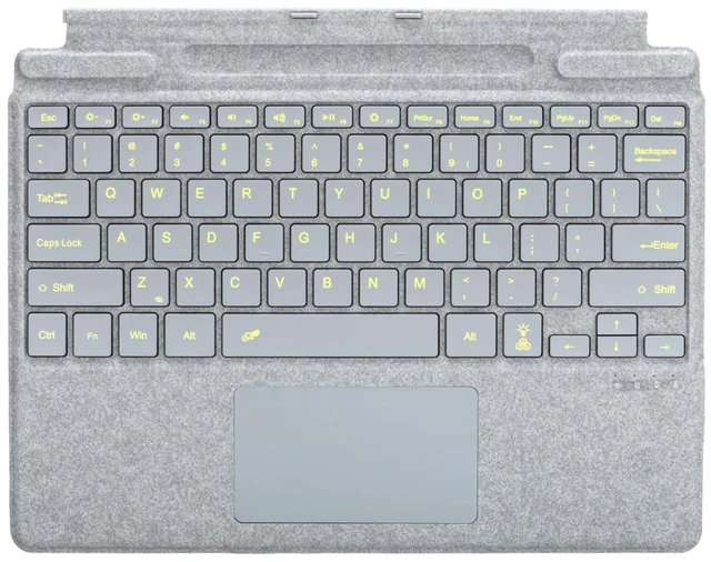 Main image of Keyboard for Microsoft Surface Pro Copilot+ (11th Edition) / Pro 11 / Pro 10/9 / 8 / X, 13 inch, Detachable Type Cover with Touchpad, 7-Color Backlit & Pen Holder (Light Gray)