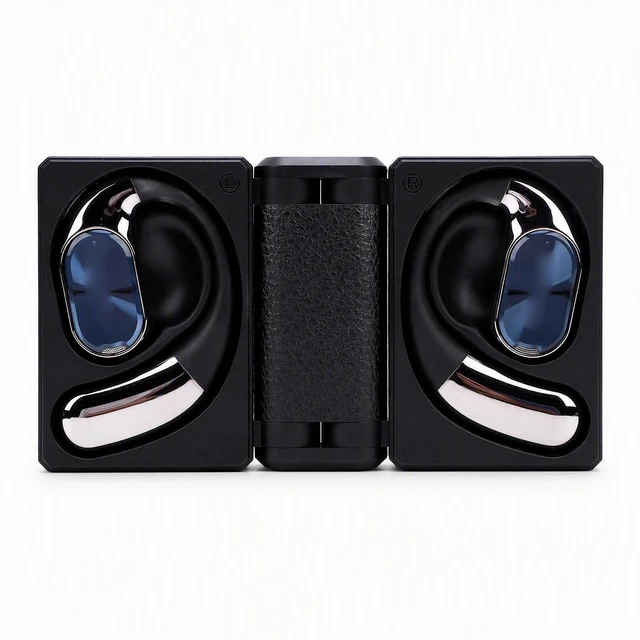 Main image of Jiawu Wireless Earbuds, Bluetooth Headphones with Dual Fold Design, Open Ear Earphones, 60H Playtime, IPX5 Water Proof Headset for Running, Workout, Studying, Travel, Meeting (Black)
