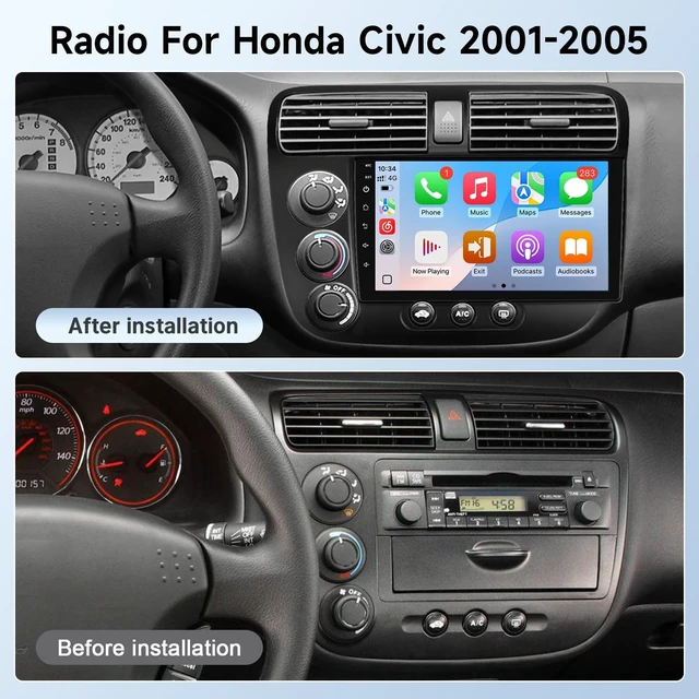 Alt view image 2 of 5 - Leadfan Double Din Car Stereo for Honda Civic 2001 2002 2003 2004 2005