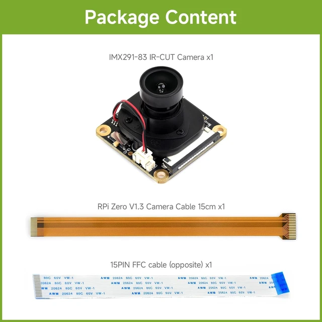 Alt view image 2 of 5 - Waveshare IMX291 2MP IR-Cut Camera, Fixed-Focus, 83 Diagonal FOV, Rolling Shutter, Compatible with Raspberry Pi Series Boards