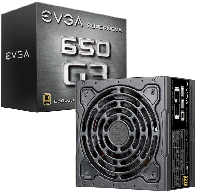 Main image of EVGA 220-G3-0650-Y1 SuperNOVA 650 G3, 80 Plus Gold 650W, Fully Modular, Eco Mode with New HDB Fan, 7 Year Warranty, Includes Power ON Self Tester, Compact 150mm Size, Power Supply