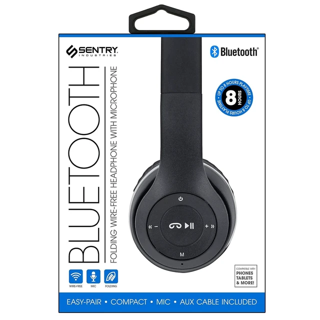 Alt view image 2 of 2 - Bluetooth Folding Wire-Free Headphones Black